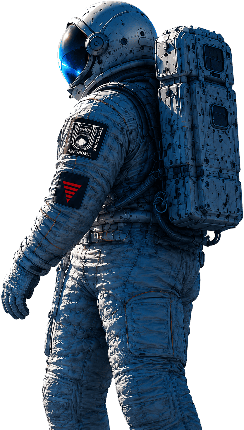 Astronauta futurista explorando Marte